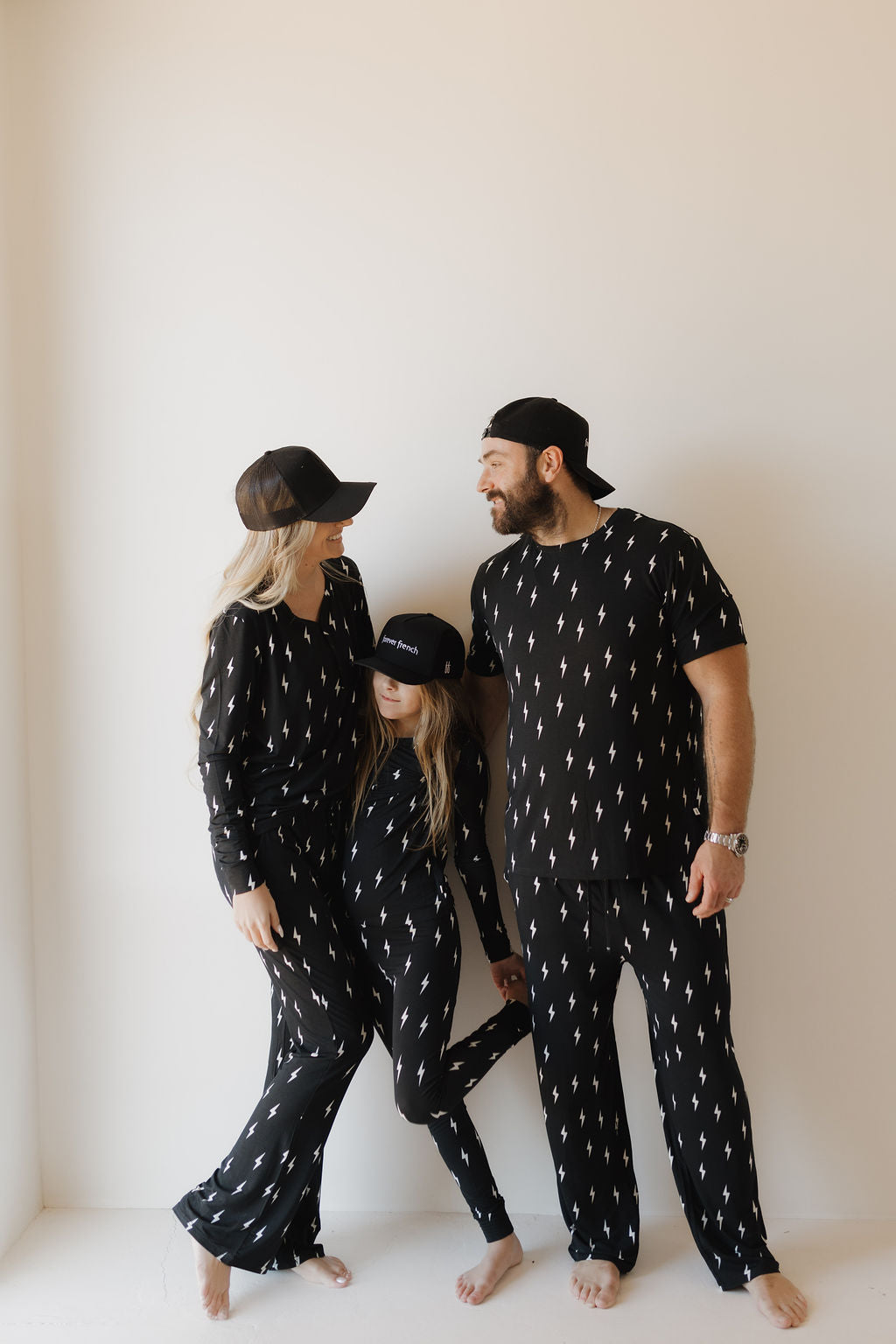 Women's Bamboo Long Sleeve Pajama Set in Midnight Lightning Bolt