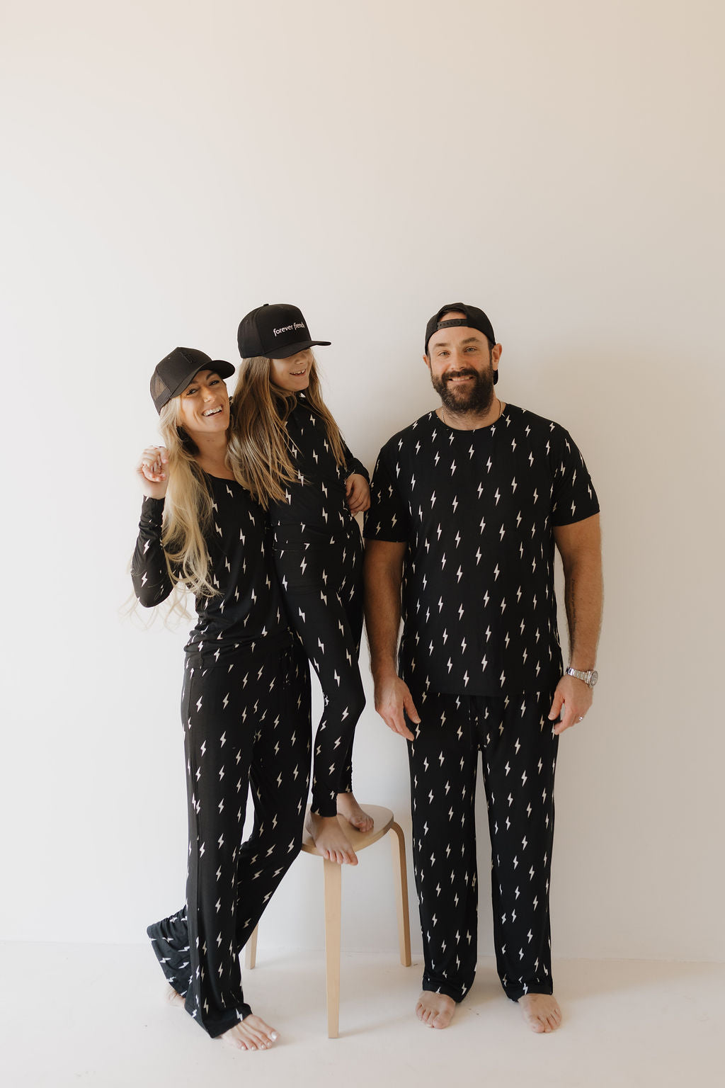 Women's Bamboo Long Sleeve Pajama Set in Midnight Lightning Bolt