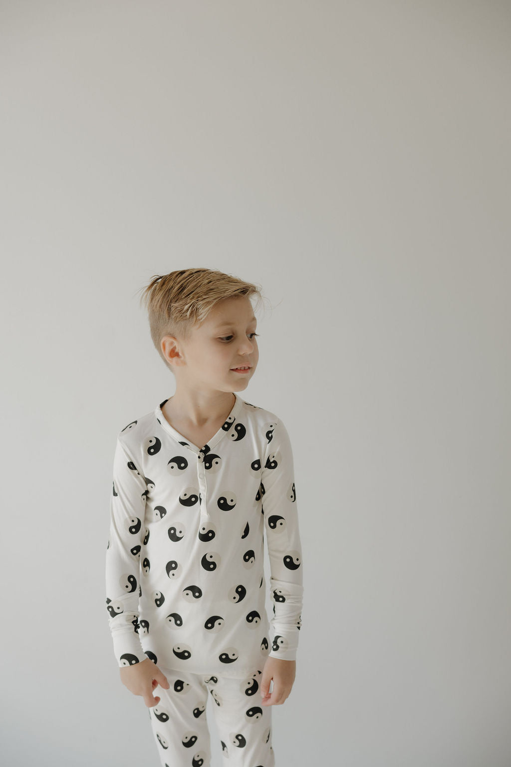 Bamboo Two Piece Pajamas | Black & White Yin Yang