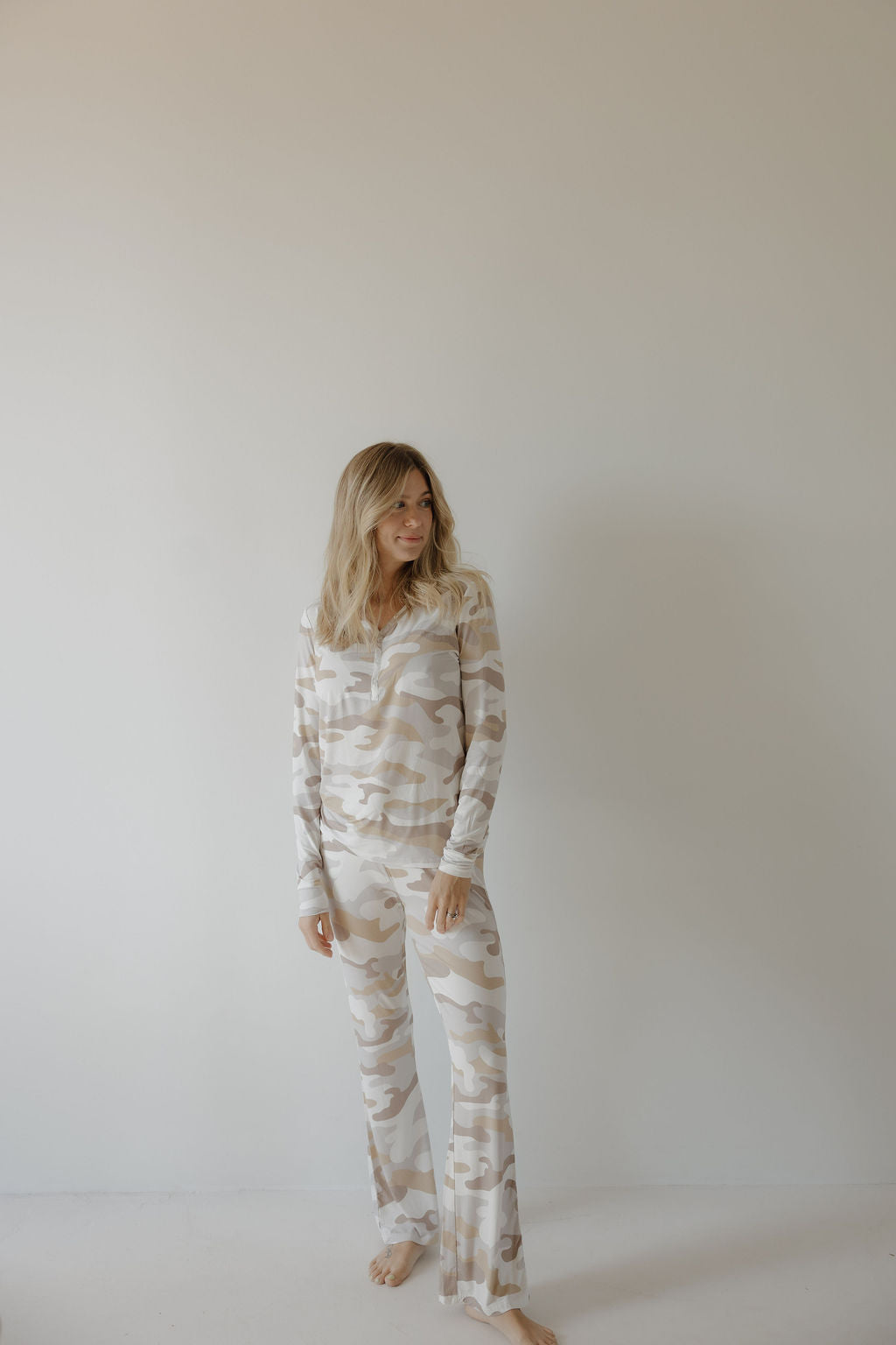 Women's Bamboo Long Sleeve Pajama Set in Camo 2.0 Print - Image 3
