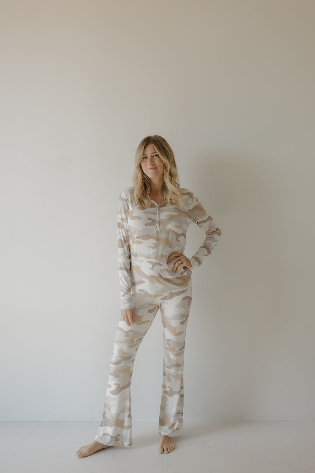 Women's Bamboo Long Sleeve Pajama Set in Camo 2.0 Print - Image 6
