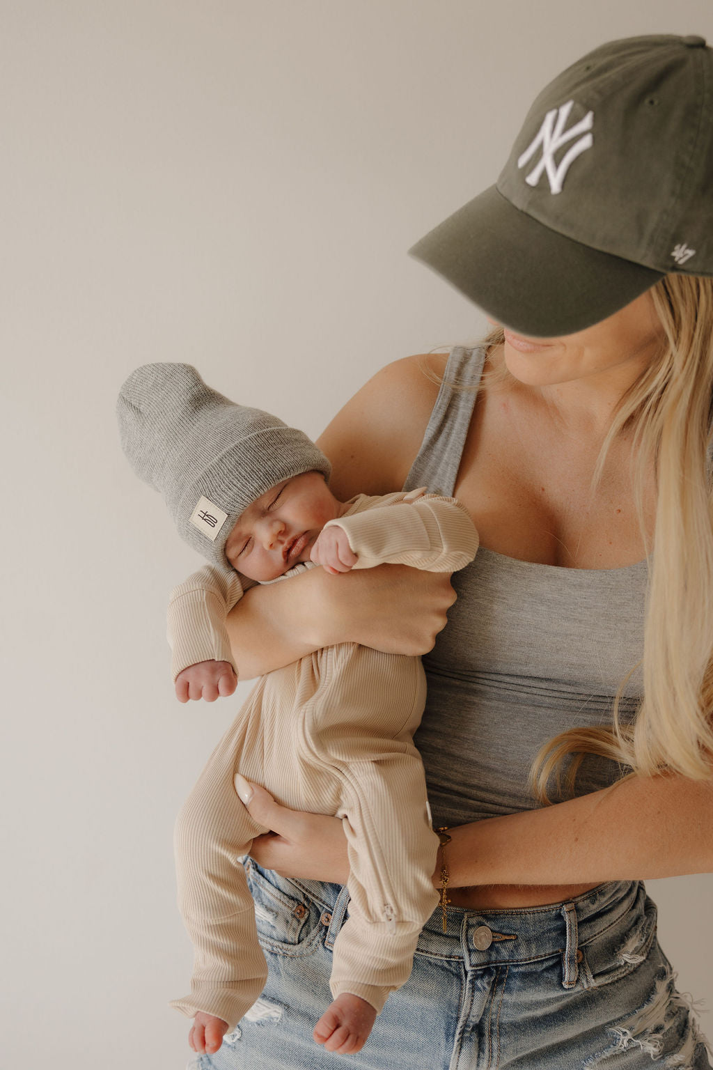 Bamboo Zip Pajamas | Ribbed Cream