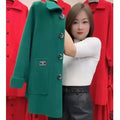 Women's Mid-Length Warm Wool Blend Coat for Fall/Winter