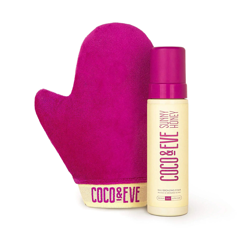 Coco & Eve Self Tanner Mousse Kit - All Natural| Sunless Instant Tanning Lotion with Bronzer & Mitt Applicator | Sunny Honey Bali Bronzing Kit (Ultra Dark) Ultra Dark