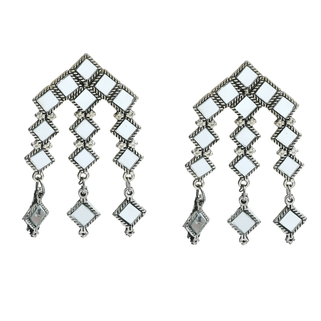 Oxidised Silver-Plated Alloy Mirror Choker Necklace