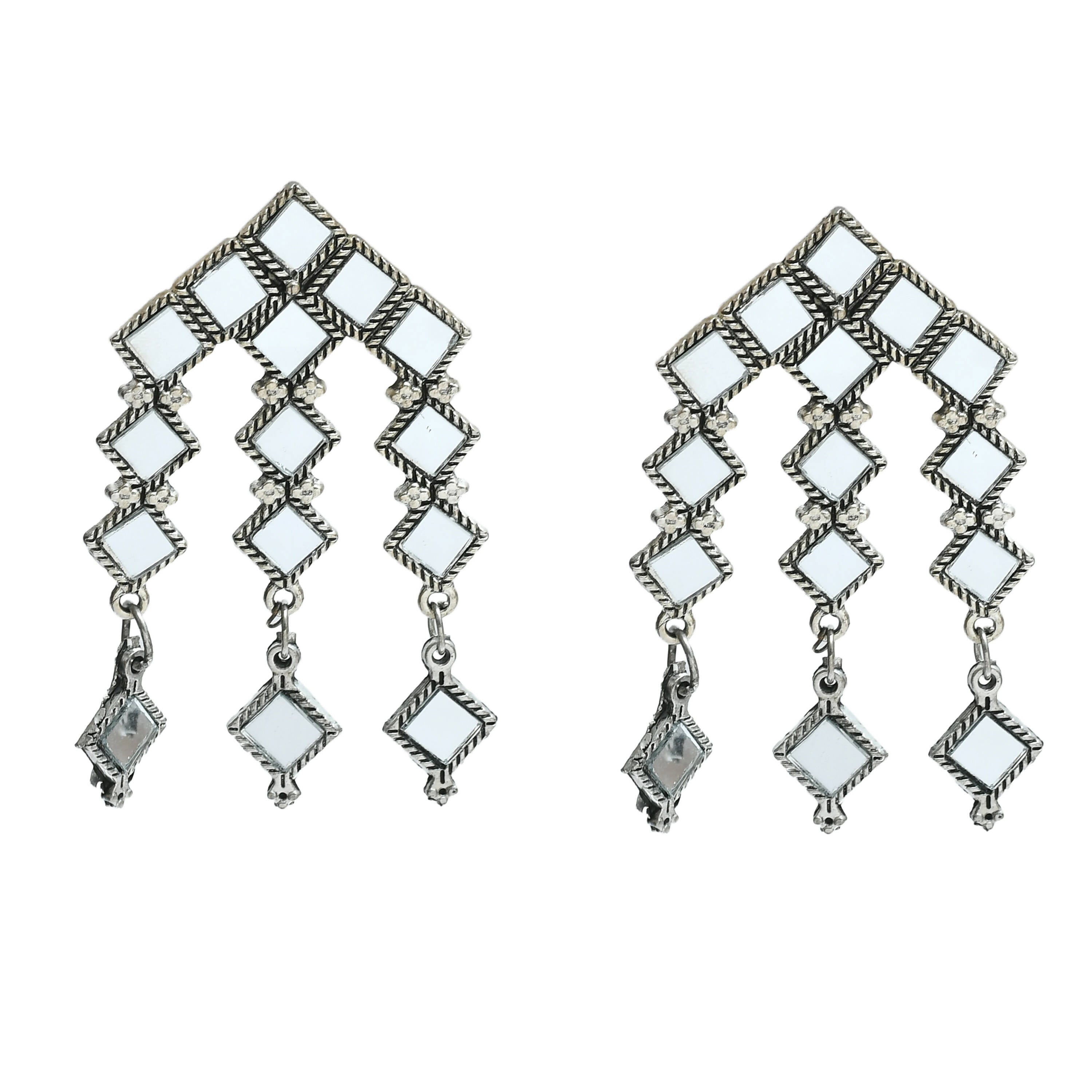 Oxidised Silver-Plated Alloy Mirror Choker Necklace