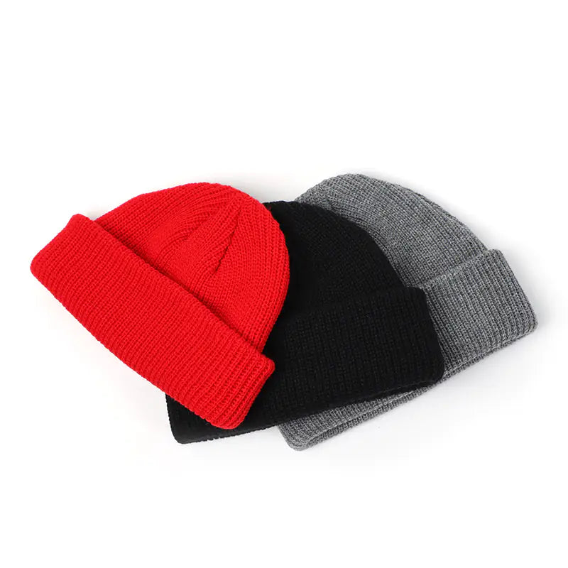 Plain Color Knit Beanie for Men and Women Winter