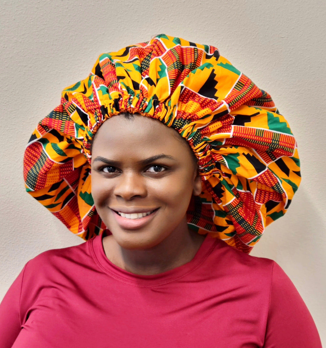 XL Reversible Silk Lined African Print Bonnet Hair Protectant - Image 3