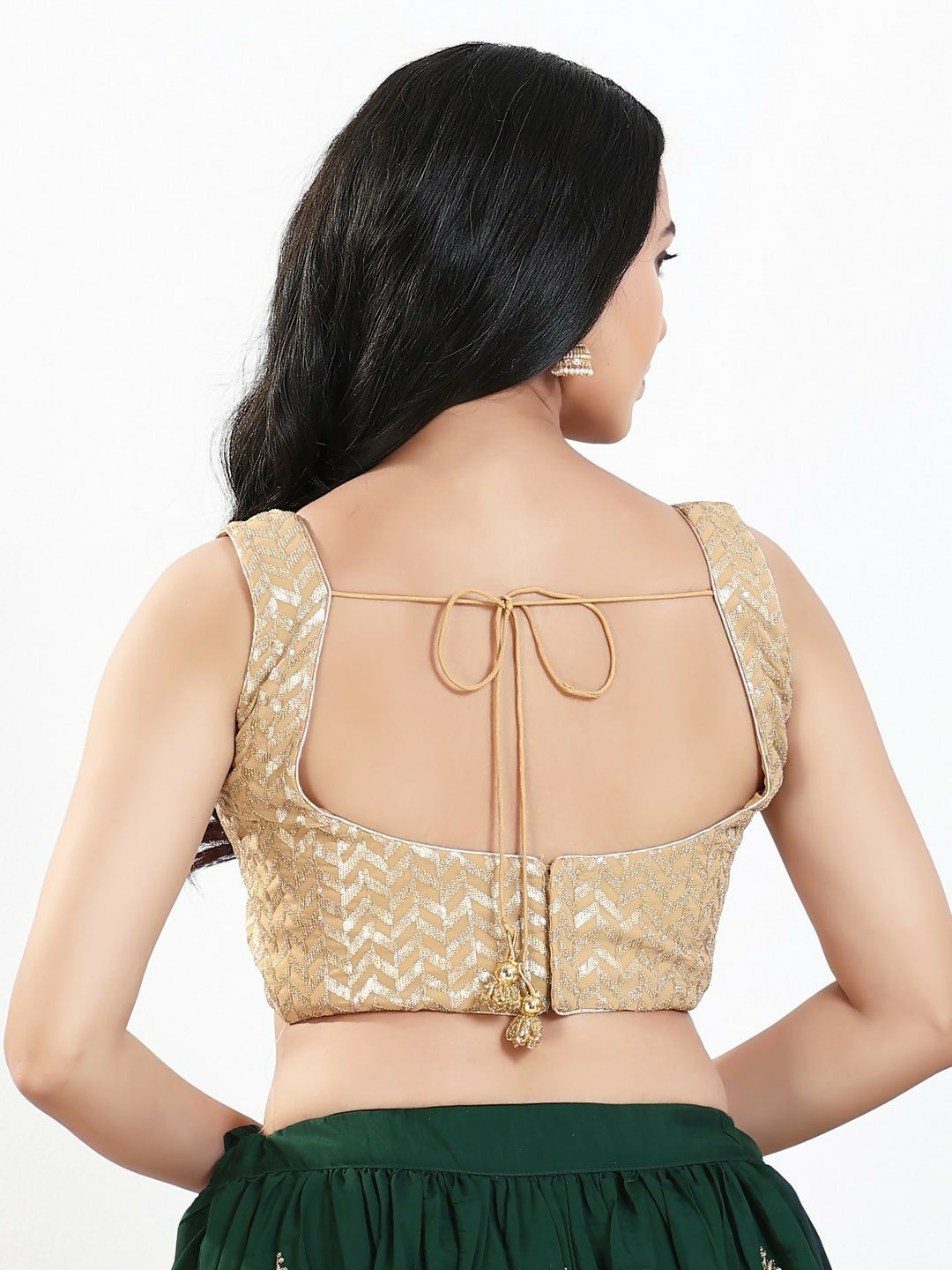 Joban Fashion Gold Silk Padded Blouse With Sweetheart Neck Sleeveless