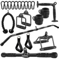 WNOEY 21 PCS Cable Attachments for Gym Set with 48 in LAT Bar LAT Pulldown Attachments Cable Machine Attachment Tricep Pull Down Attachment Home Gym Accessories Black
