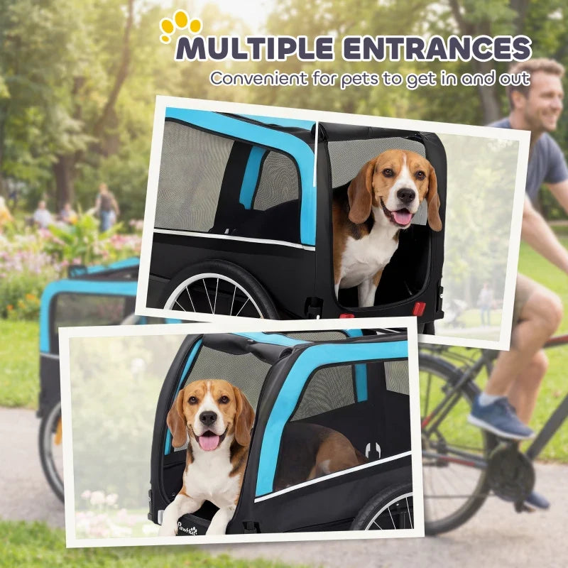 Dog Bike Trailer, Pet Cart Bicycle Carrier with 20" Air Tires, Quick-Release Wheels, Reflectors, Flag