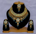 Gold plated Kundan necklace set with premium stone studs