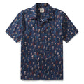 Men's 100% cotton Hawaiian shirt featuring jellyfish and coral print with a camp collar.