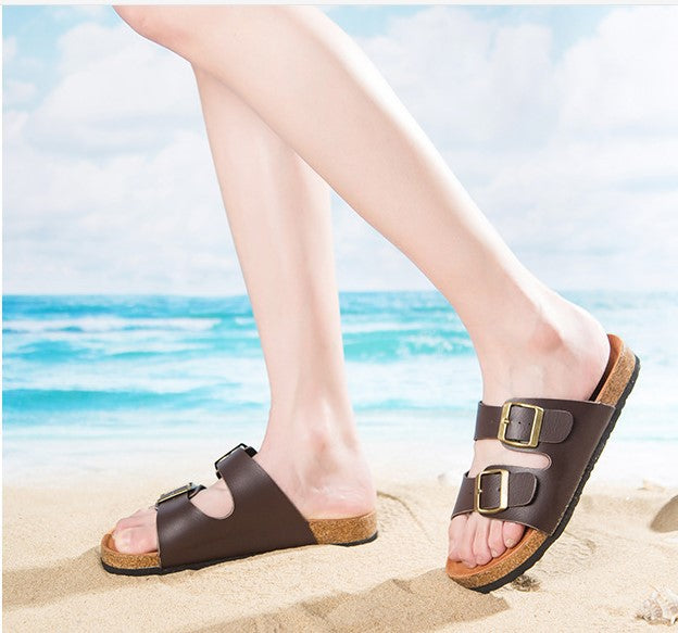 Women’s Adjustable Buckle Comfort Footbed Sandals Beach Slides