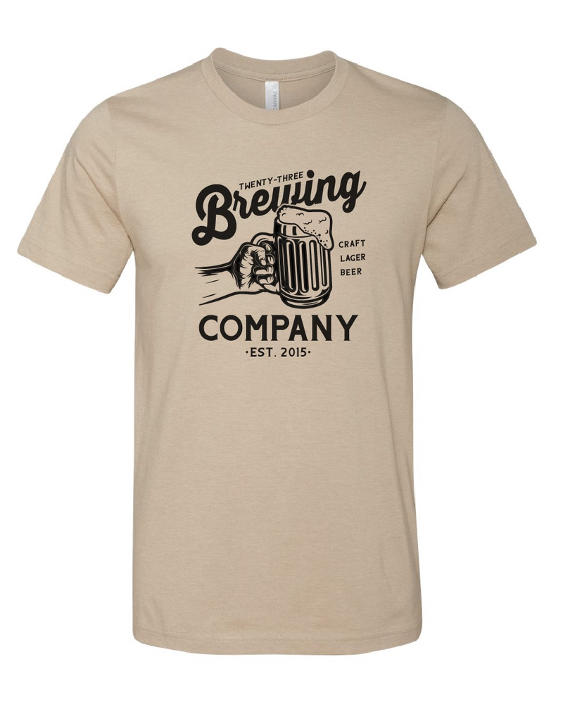 Men wearing a Brewing Company Craft Lager graphic t-shirt in 100% cotton with a classic fit.