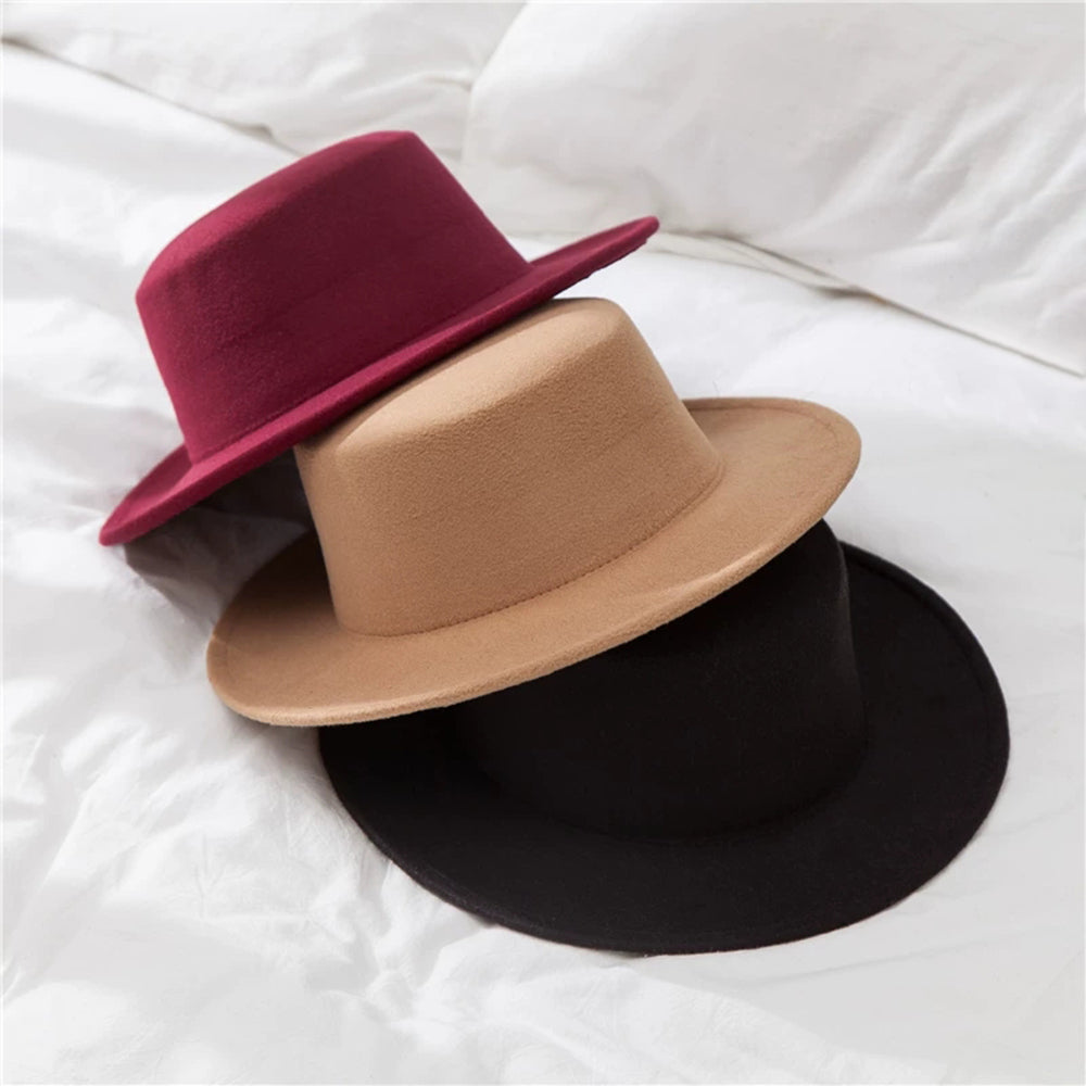 Classic Wide Brim Felt Fedora Hat for Men and Women