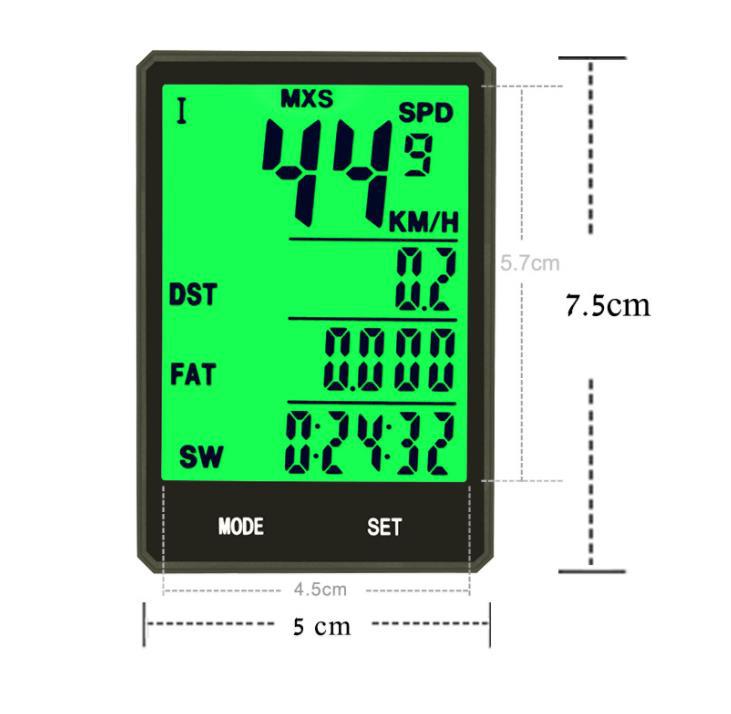 Wireless Waterproof Bicycle Computer with Backlight & Speedometer