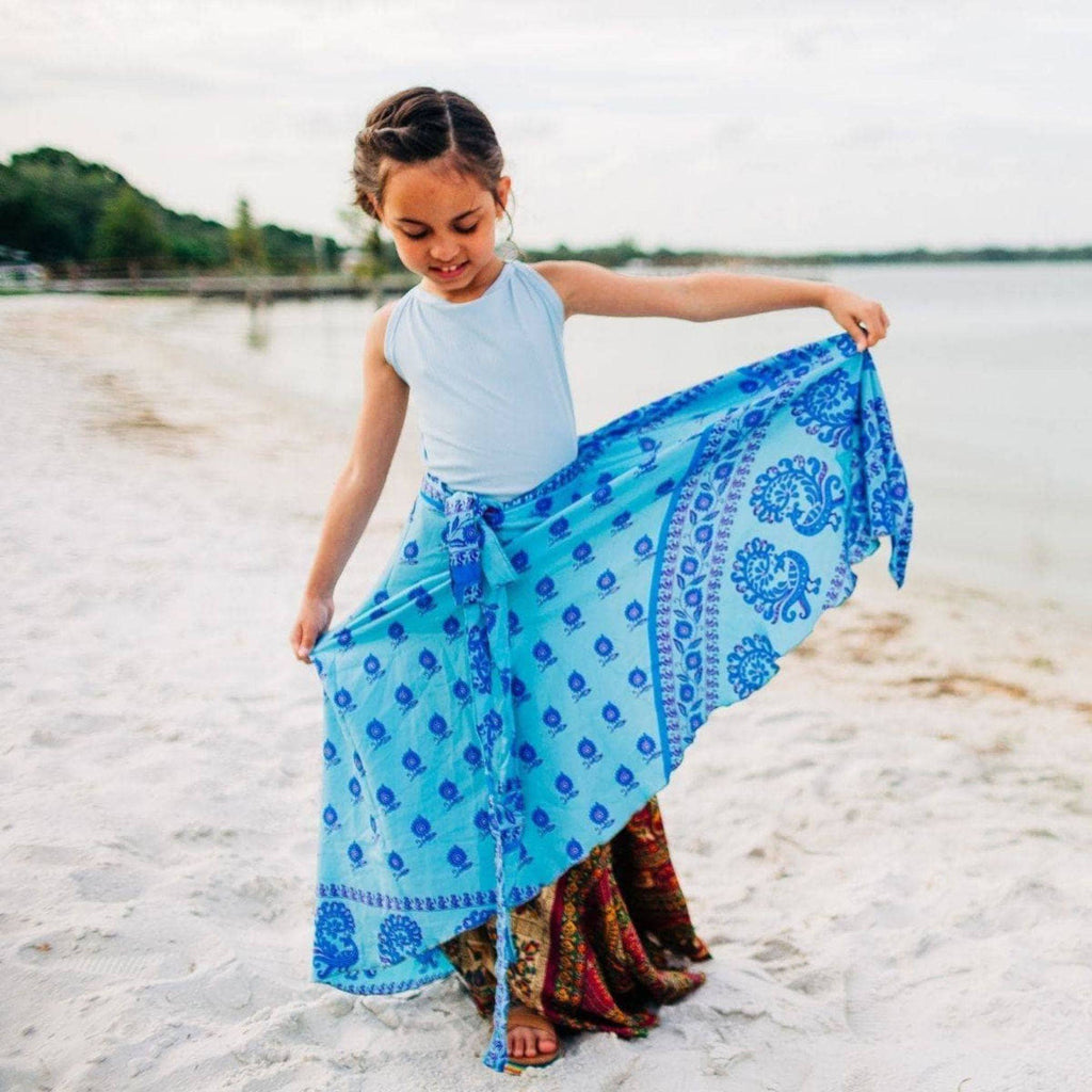 Kids Boho Reversible Silk A-Line Skirt - Upcycled Sari Magic