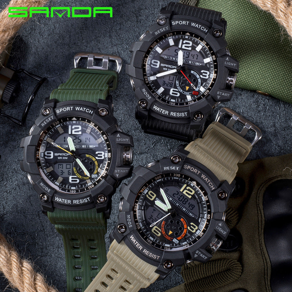 Professional Analog-Digital Sport Watch with Night Mode
