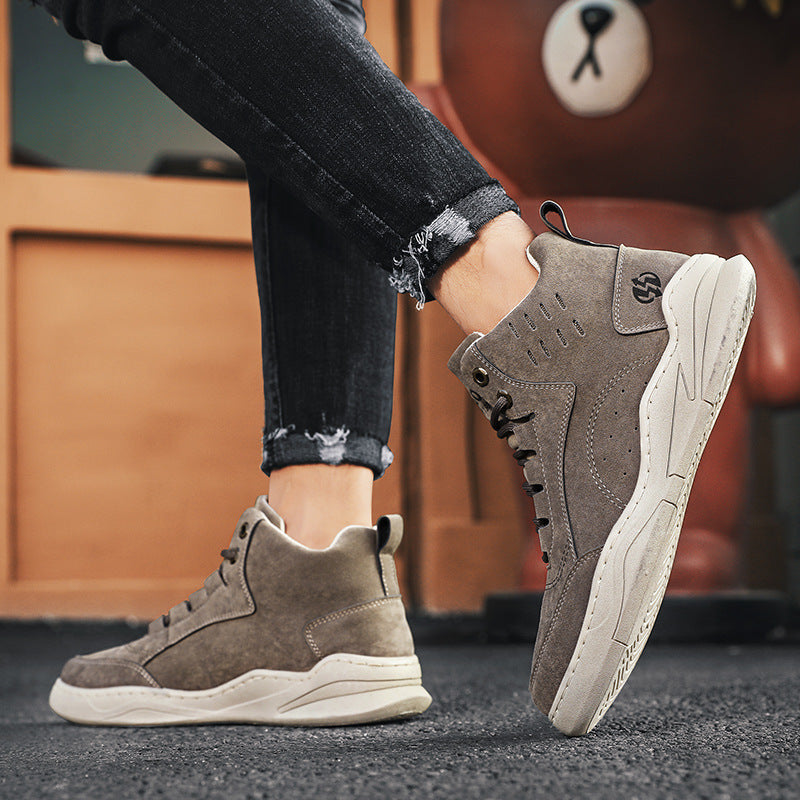 Men's Lightweight Leather Casual Shoes – Comfortable Walking Boots