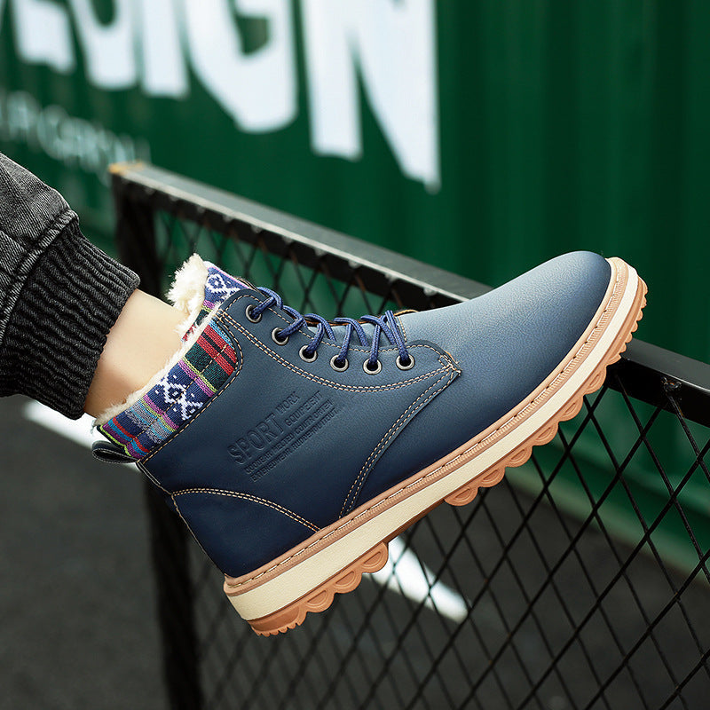 Waterproof Men's Winter Snow Boots with Warm Plush Lining