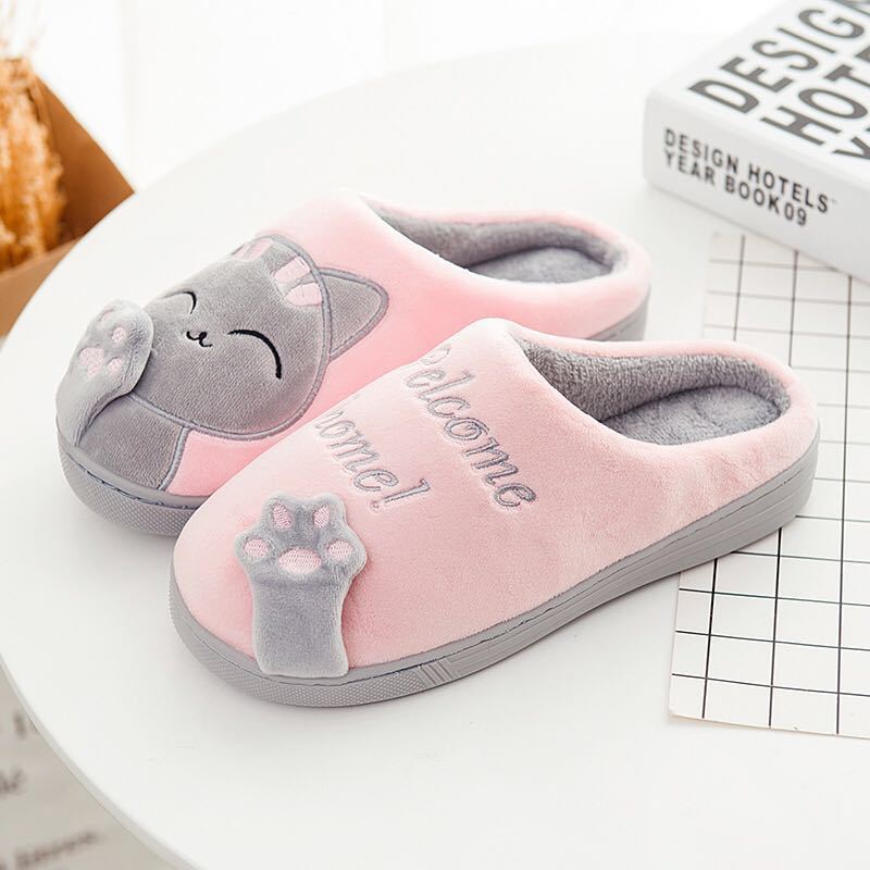 Cute Cat Memory Foam Winter House Slippers for Men and Women