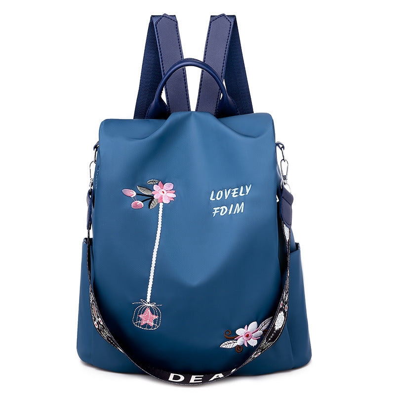 Embroidered Anti-Theft Waterproof Women’s Travel Backpack