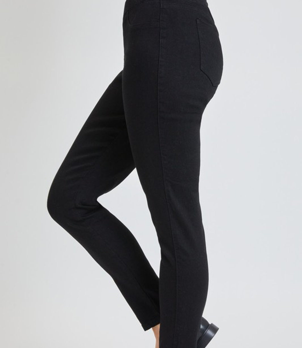High Rise Black Jeggings with Thick Waistband