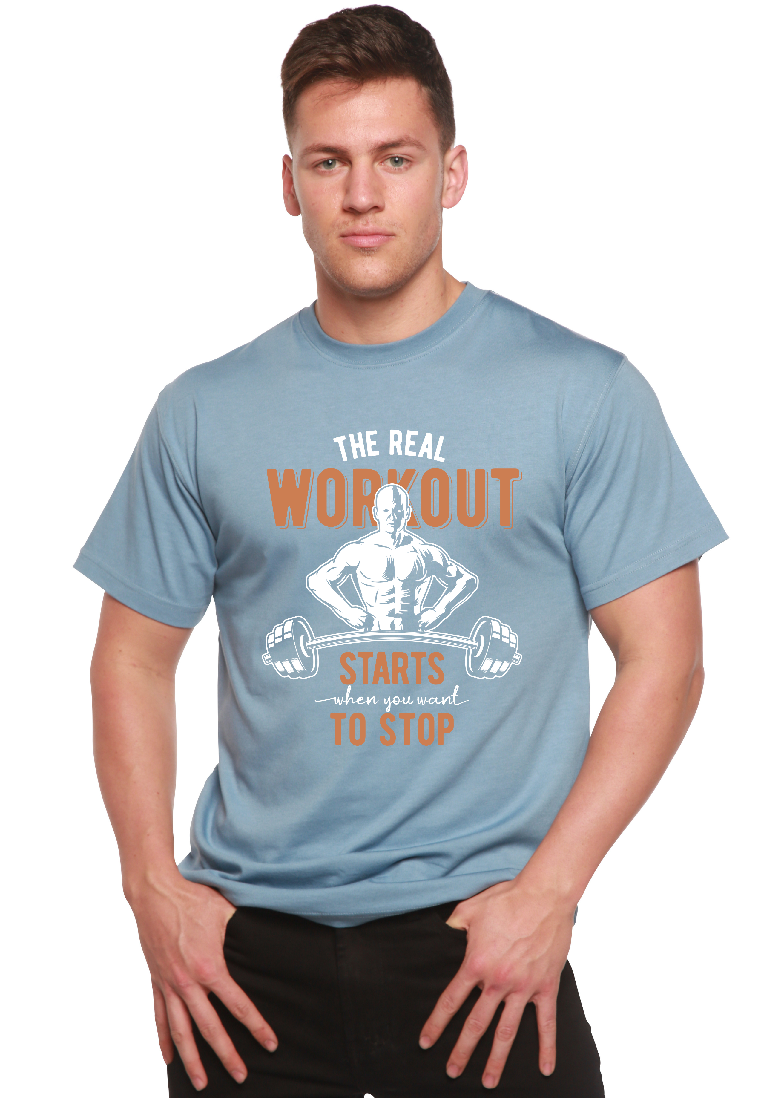 The Real Workout Men's Bamboo Viscose/Organic Cotton Short Sleeve Graphic T-Shirt