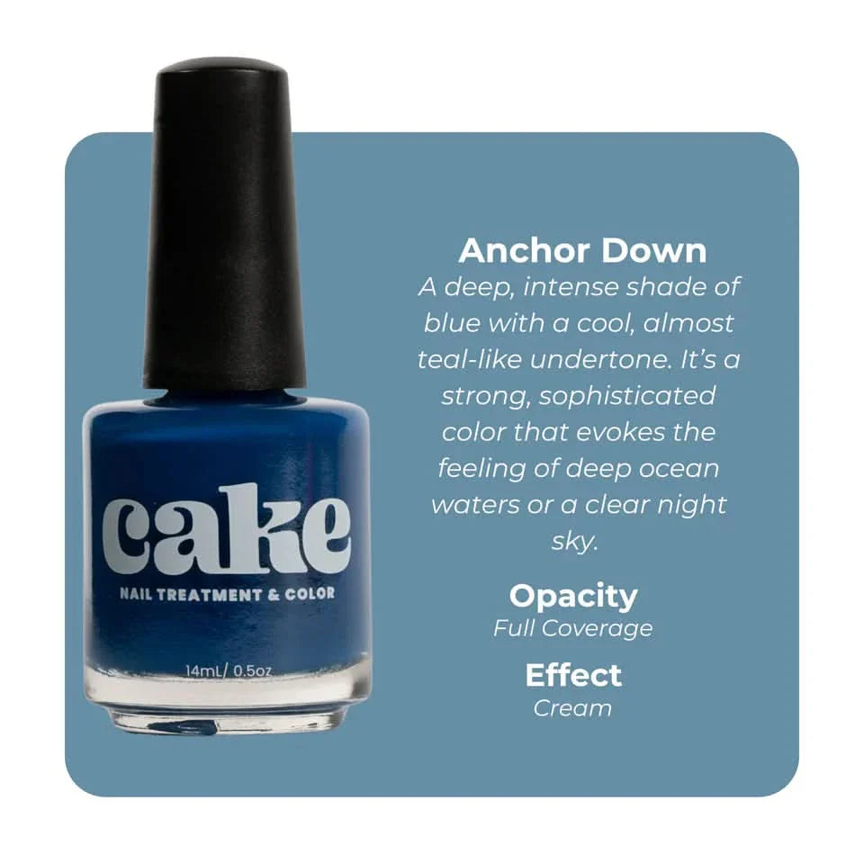 CAKE Anchor Down Navy Blue Nail Strengthening Polish