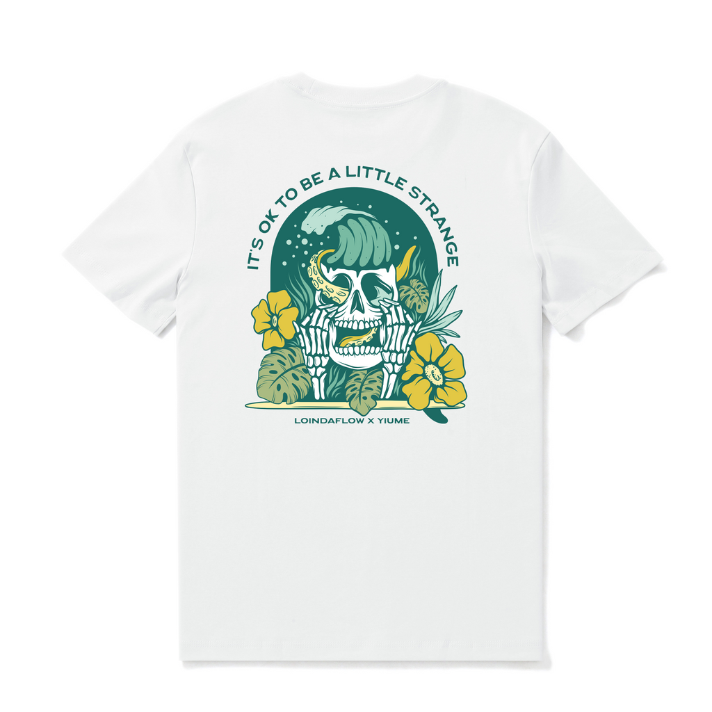 Strange Skull Graphic Crew Neck T-Shirt in White
