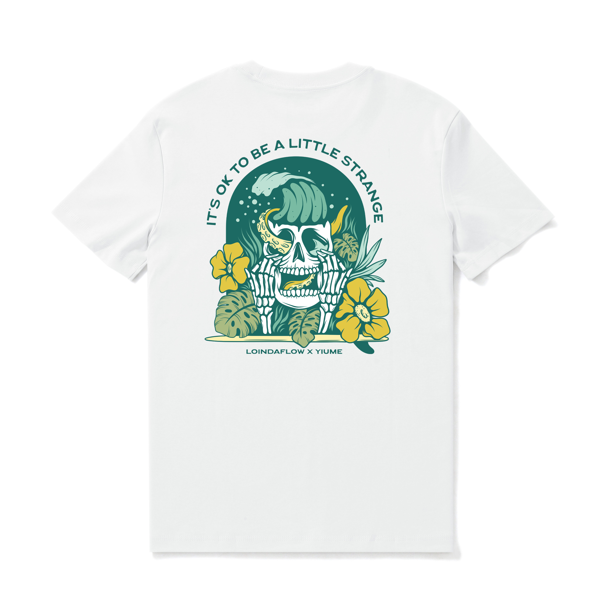 Strange Skull Graphic Crew Neck T-Shirt in White
