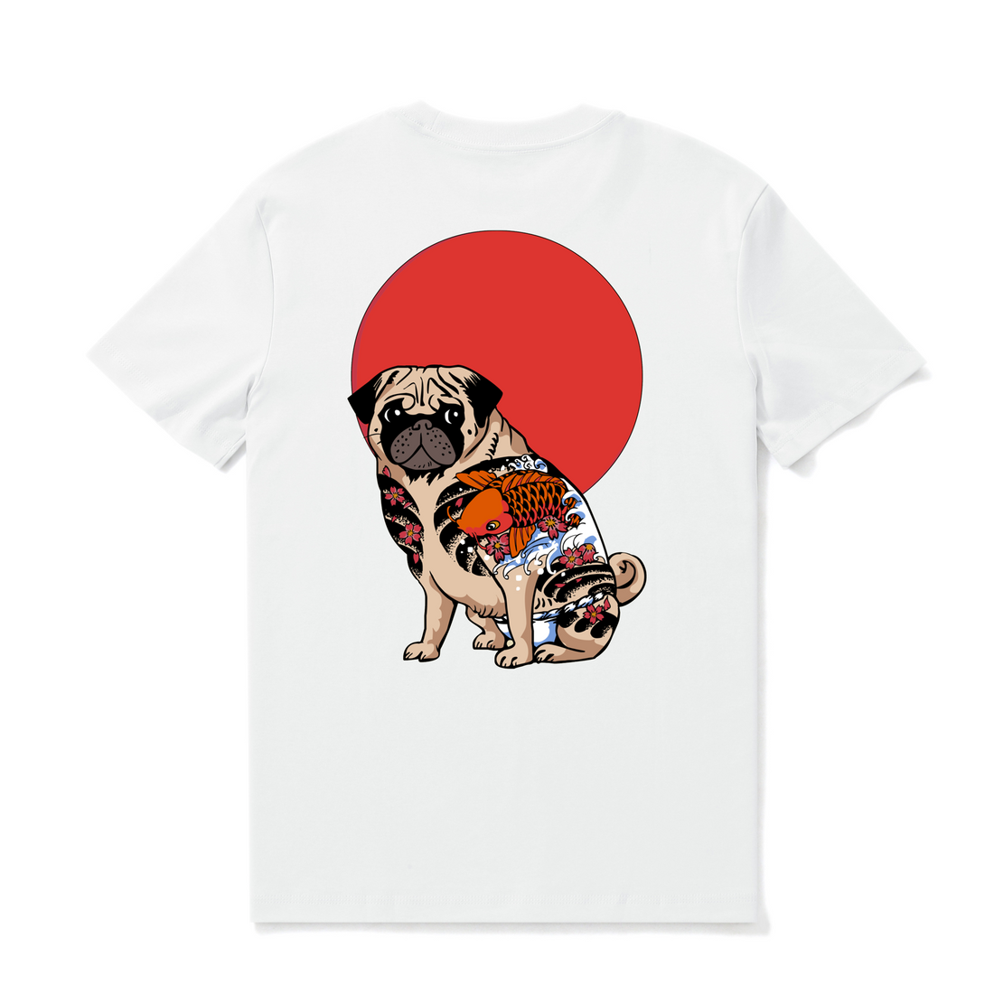French Bulldog All-Over Print Crew Neck Tee in White - 100% Cotton