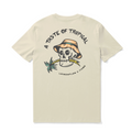 Men's beige tropical graphic t-shirt with crew neck made of 100% cotton