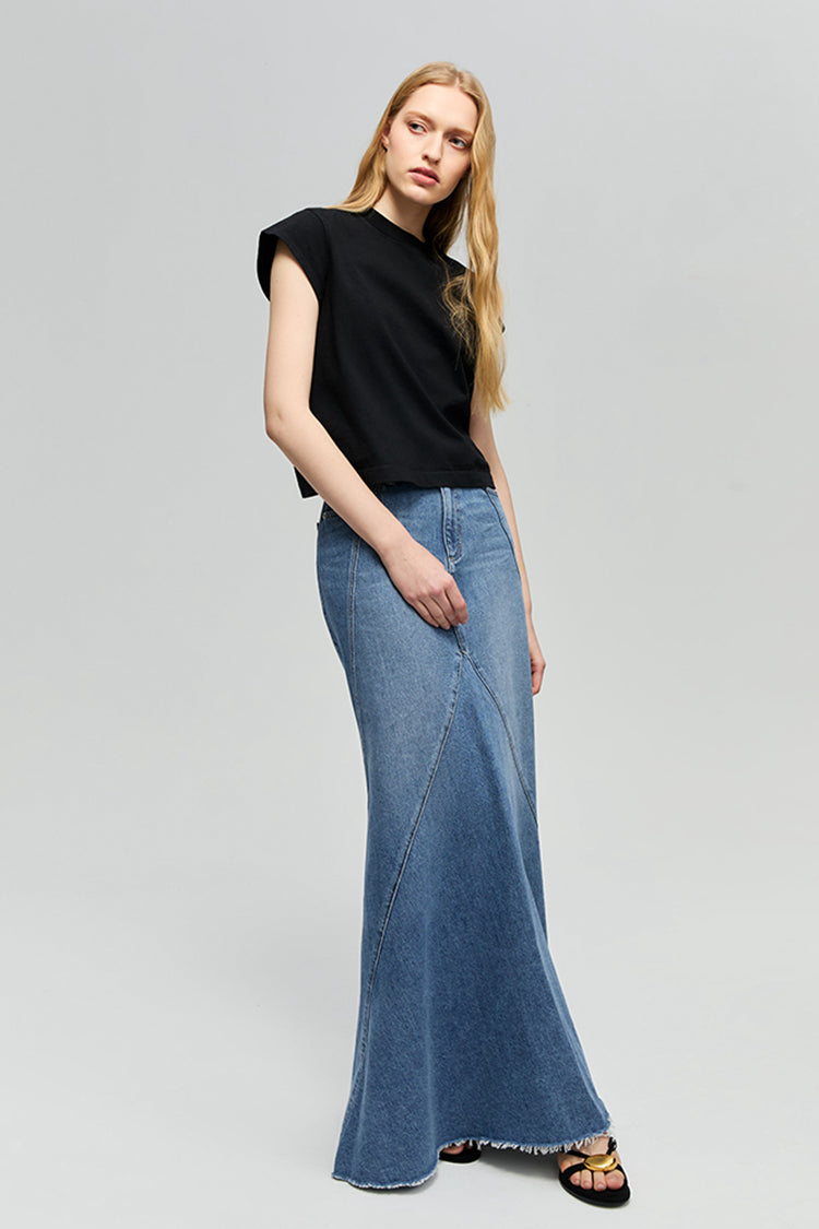 Express Yourself Asymmetrical Denim Skirt