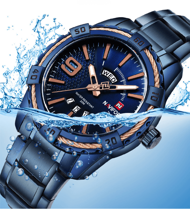 Men's Waterproof Chronograph Watch with Date Display - Modern Metal