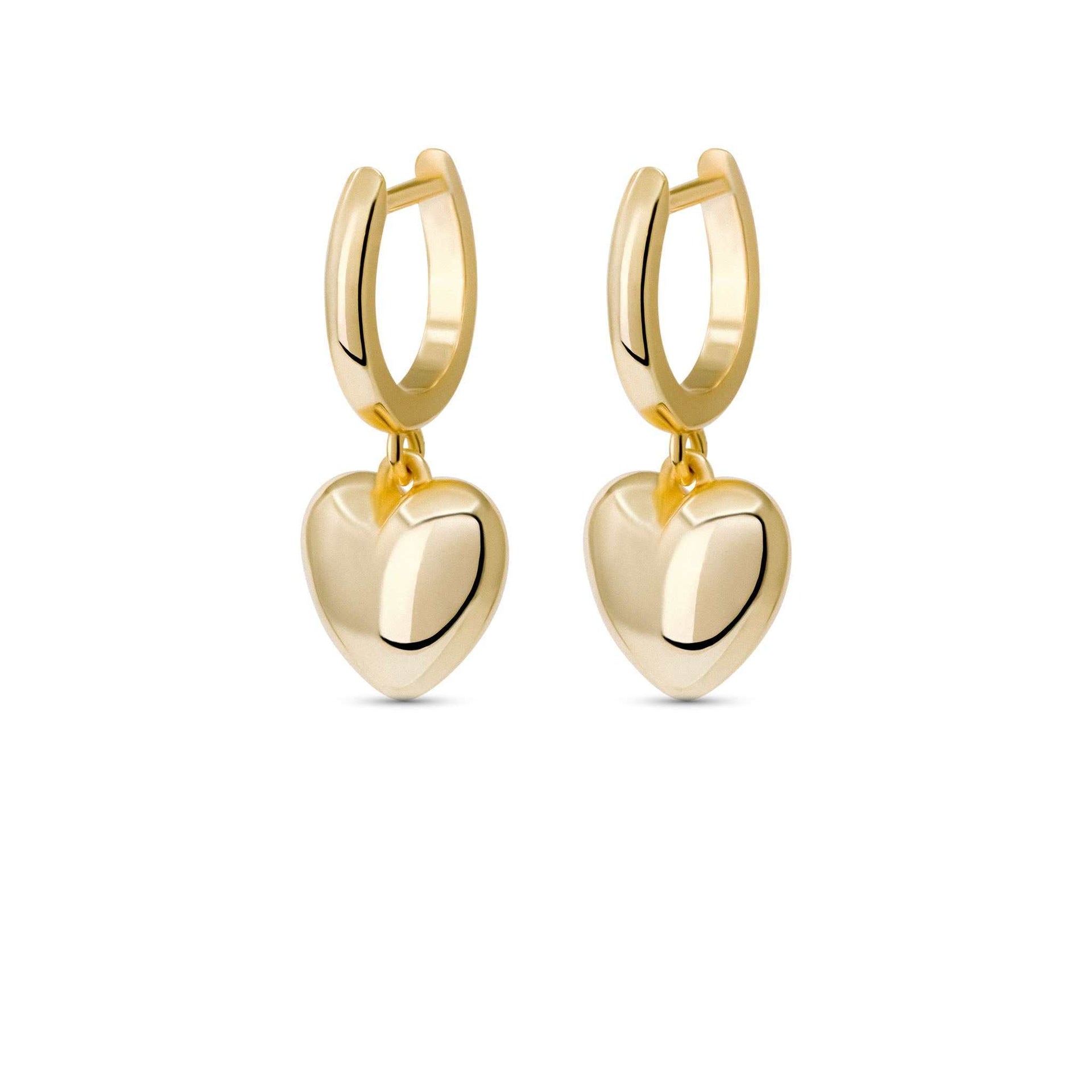 Puffed Heart Drop Earrings