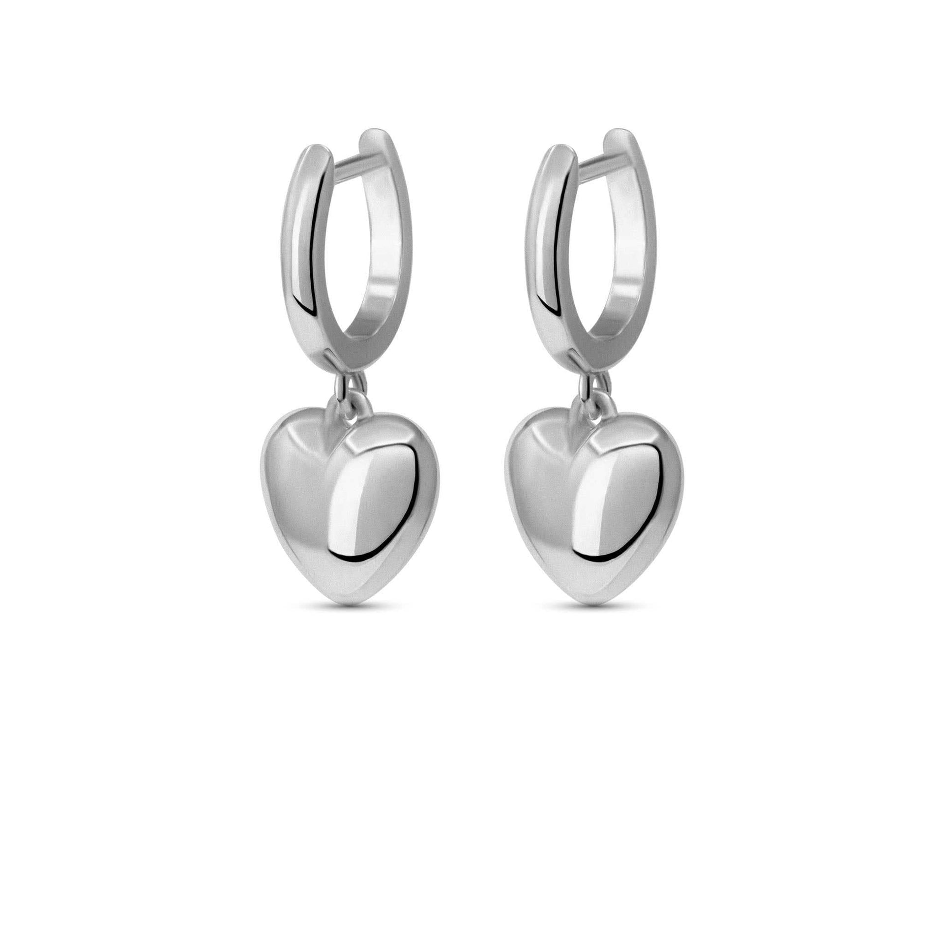 Puffed Heart Drop Earrings