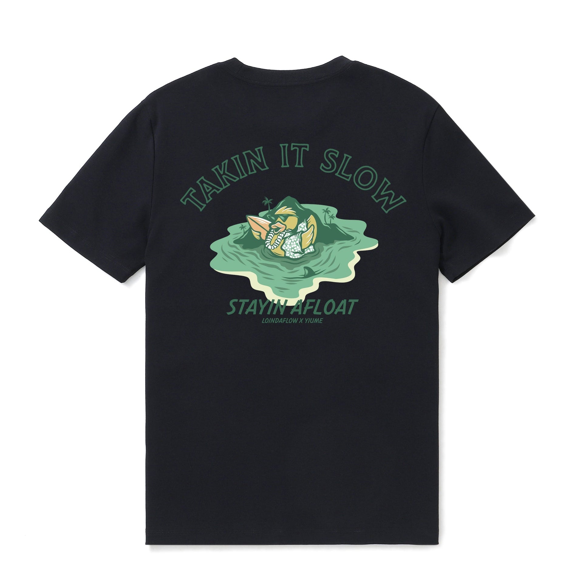 Black Hawaiian Graphic Tee: Takin It Slow Cotton T-Shirt
