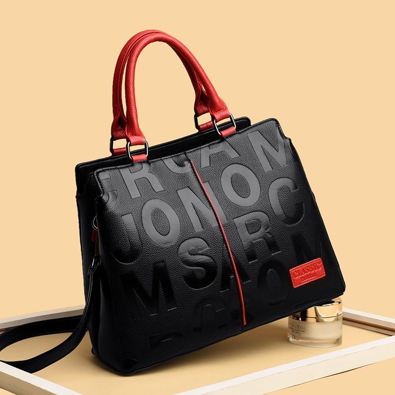 Monogram Print Large Capacity Shoulder Bag for On-the-Go Moms