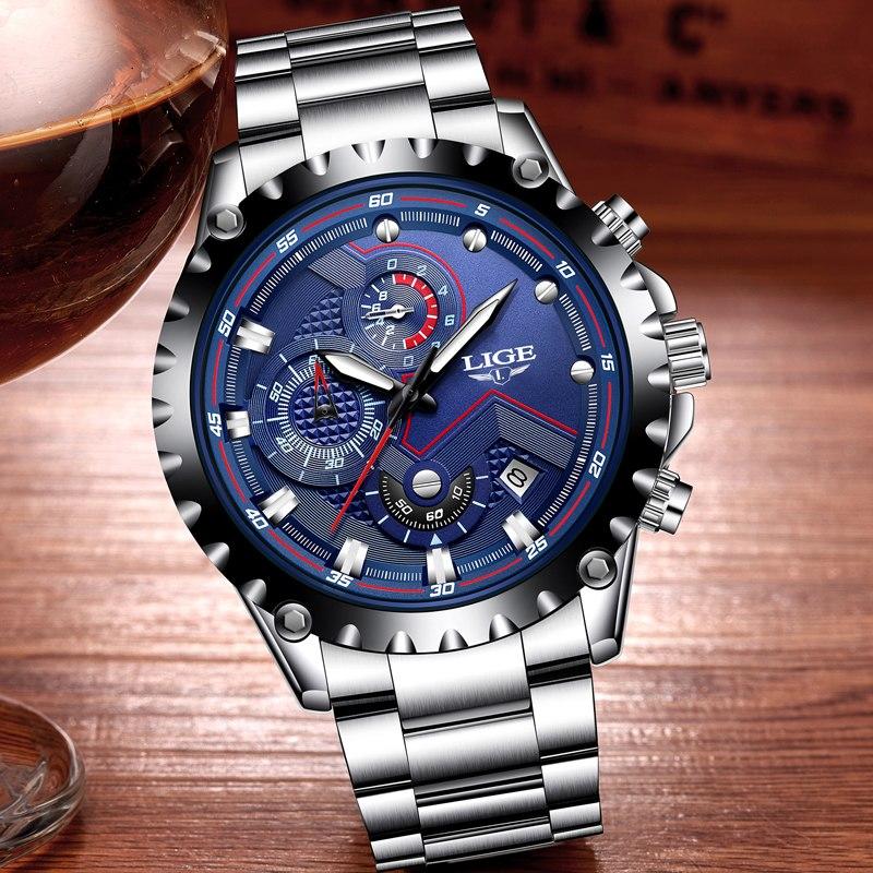 Men's Business Elegant Analog Watch with Leather Strap and Day View