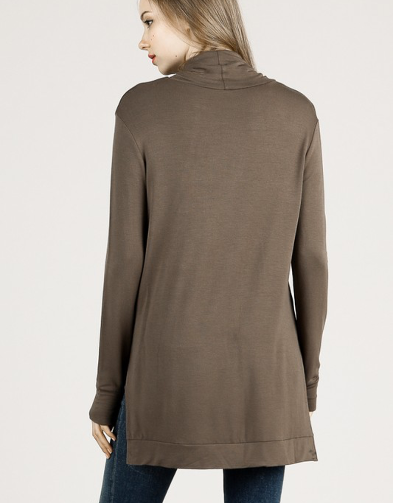 Loose Fit Turtle Neck Top in Dark Olive - Soft Bamboo Blend