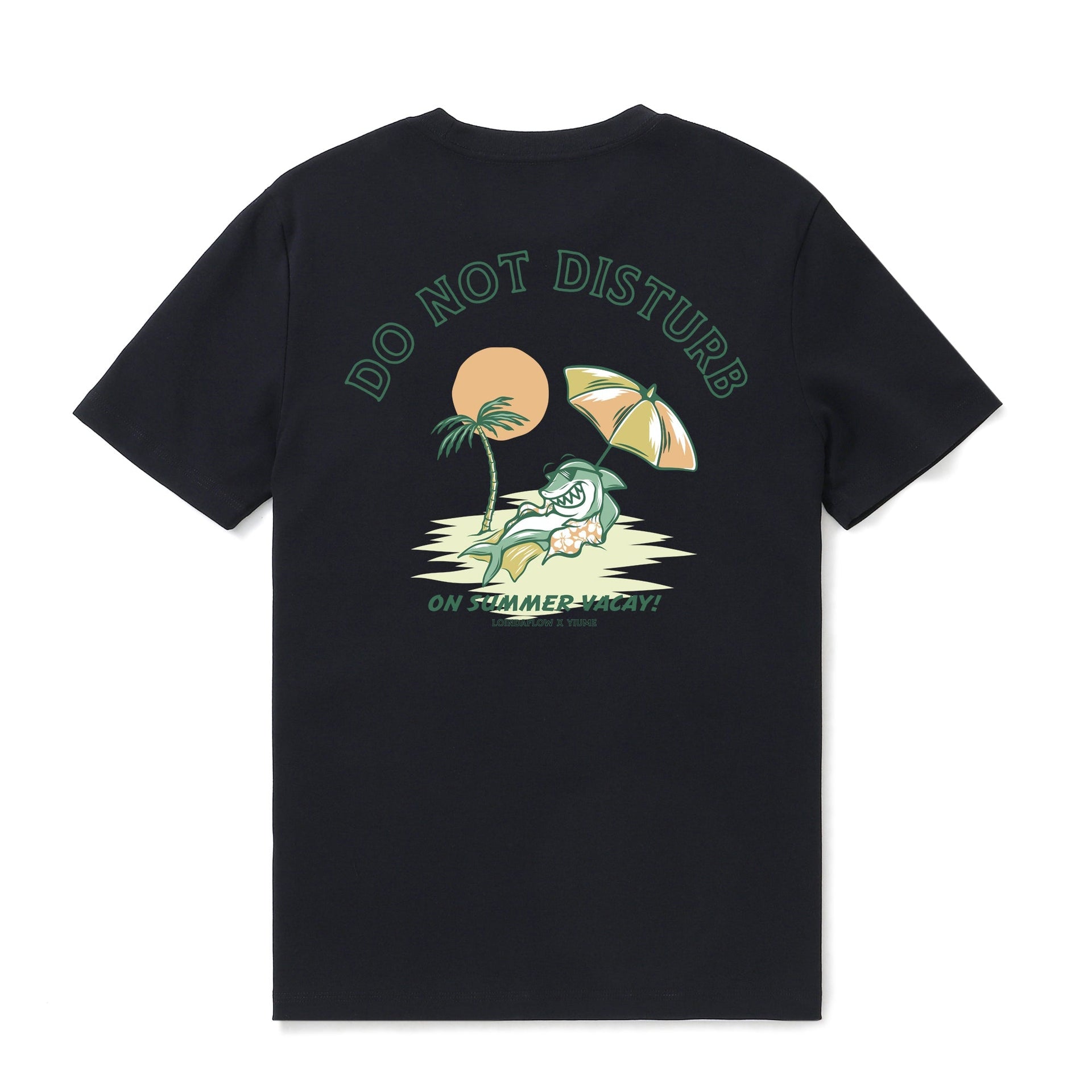 Do Not Disturb Beach Graphic Crew Neck T-Shirt in Black