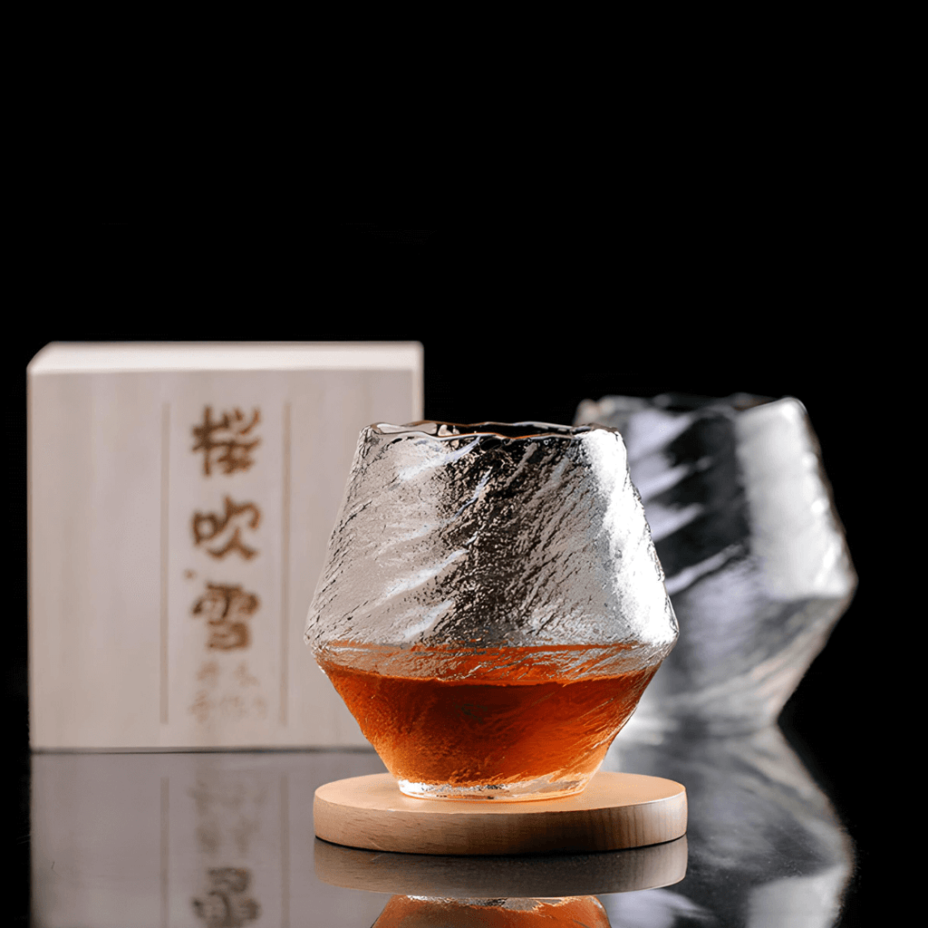 Yume Handcrafted Textured Crystal Whisky Glass Clear Drinkware - Image 9