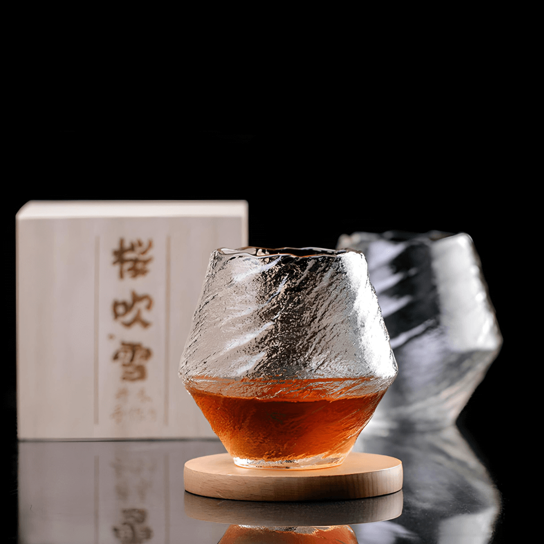 Yume Handcrafted Textured Crystal Whisky Glass Clear Drinkware - Image 9