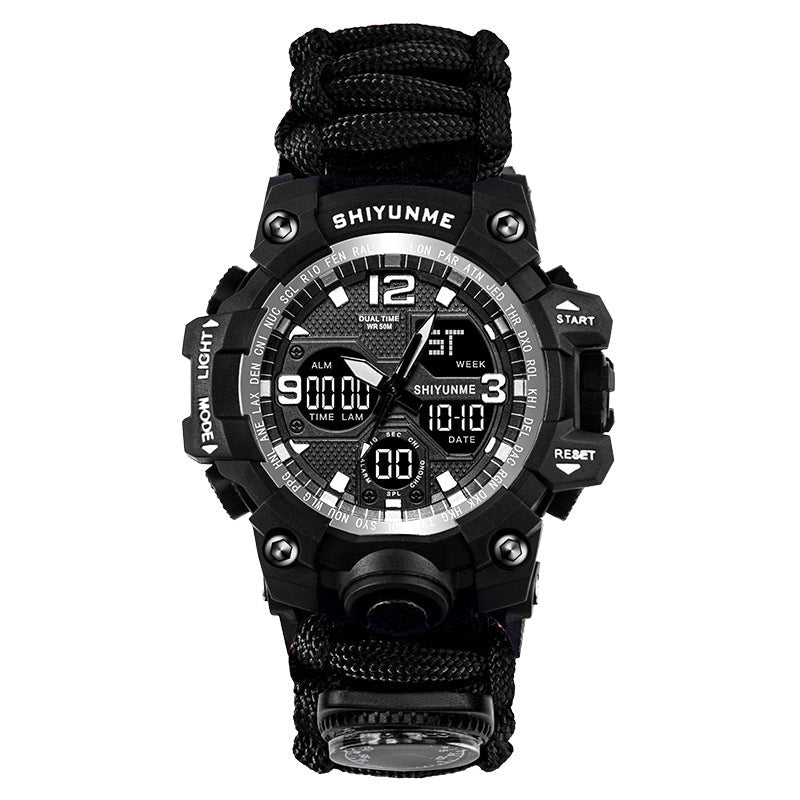 6-in-1 Survival Men’s Sports Watch with Compass & Paracord Band