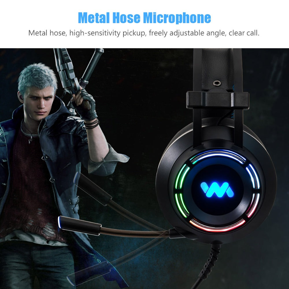 Professional Gaming Headset with 7.1 Surround Sound & RGB Lighting