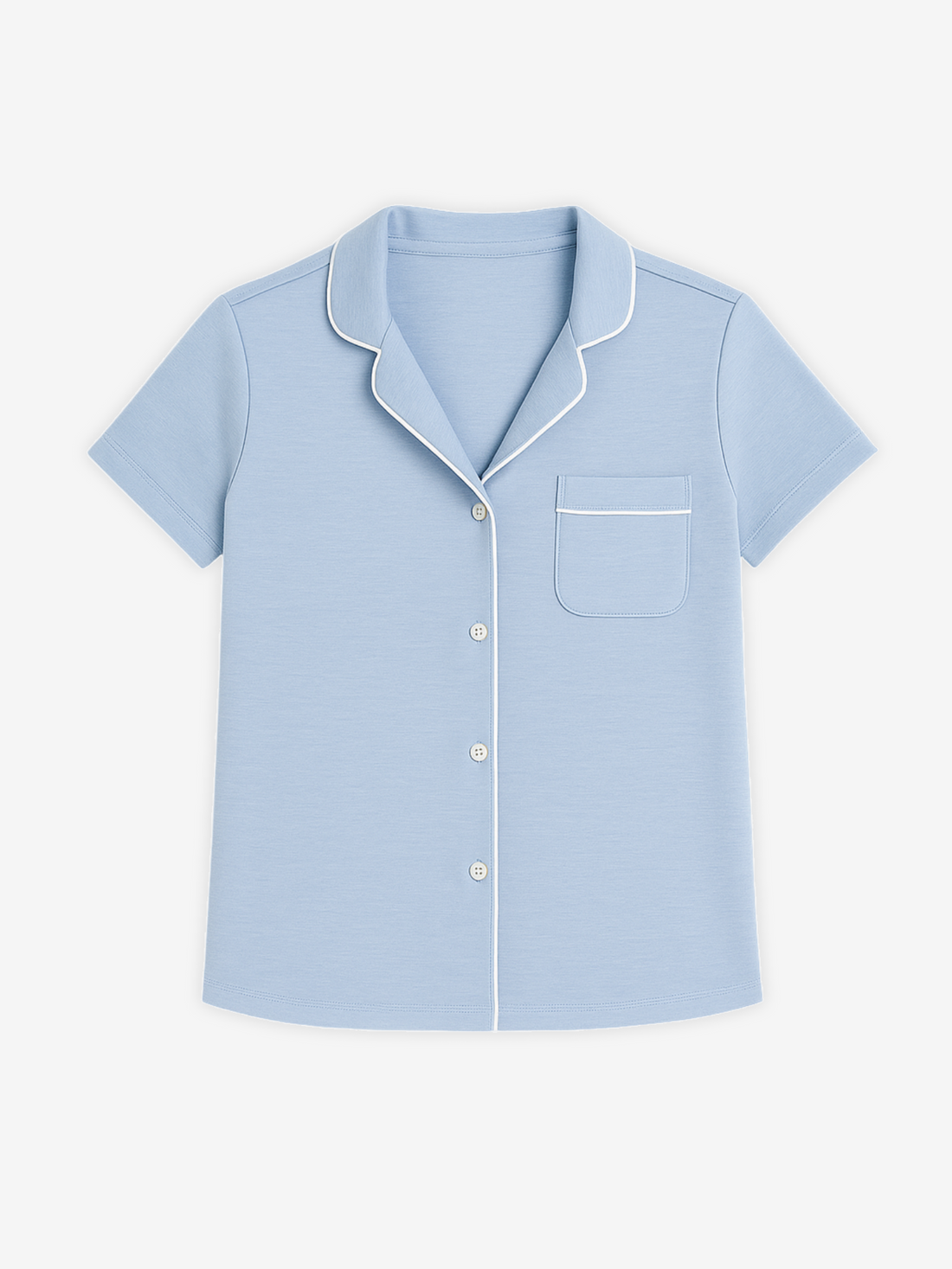 Donna Short Sleeve Button-Down Pajama Shirt in Navy - Image 6