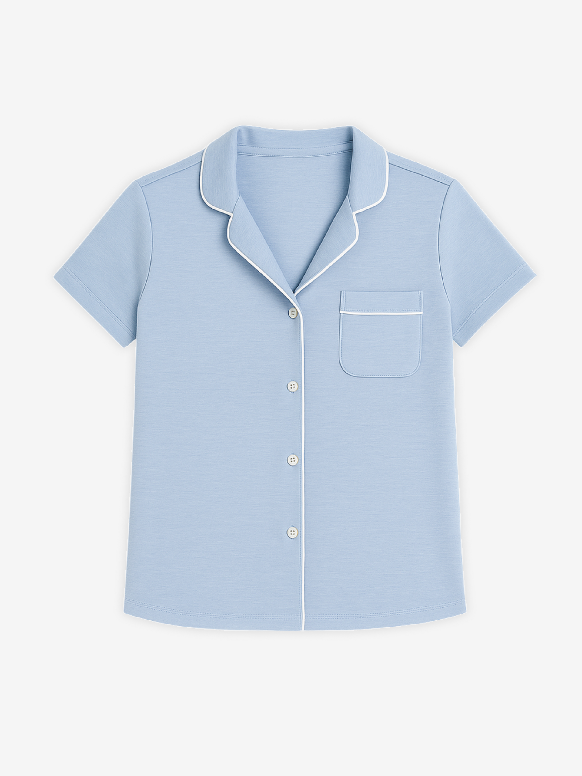 Donna Short Sleeve Button-Down Pajama Shirt in Navy - Image 6