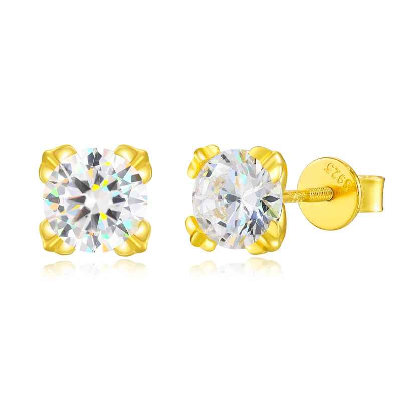 Classic Sterling Silver Moissanite Stud Earrings